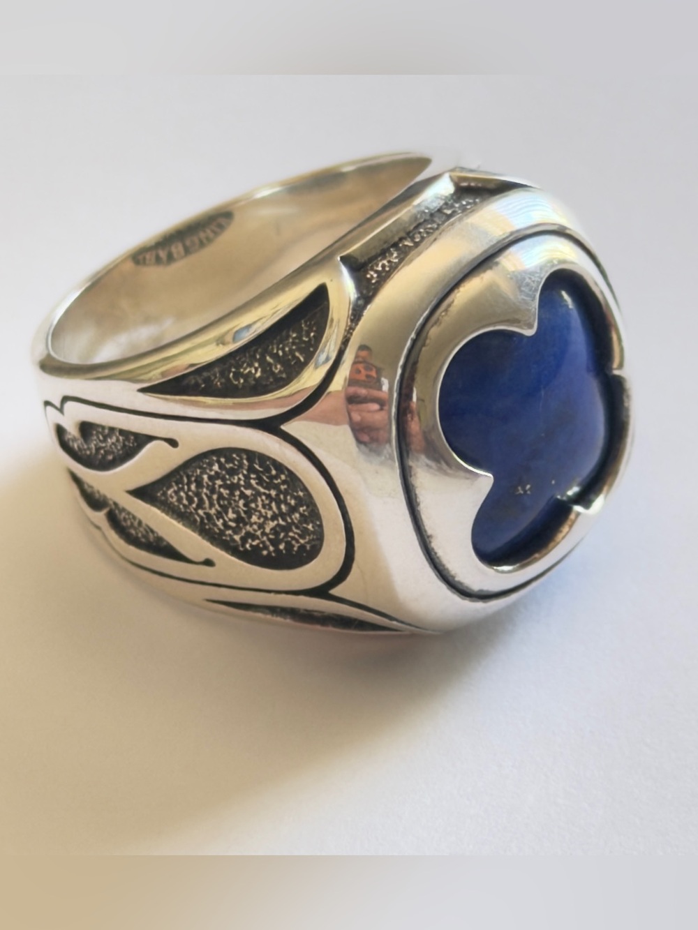 King Baby Studio Sterling Silver Signet Ring with Lapis size 10